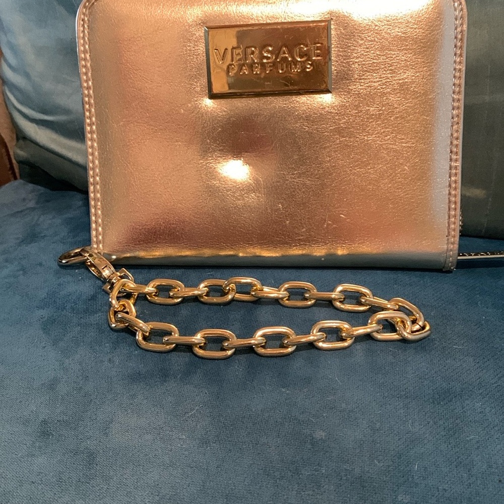 Versace Metallic Gold Clutch with Chain